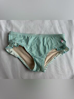 Pink Chicken Neq York Swim Bottom Girl 7 Blue cream stripe ruffles pool beach